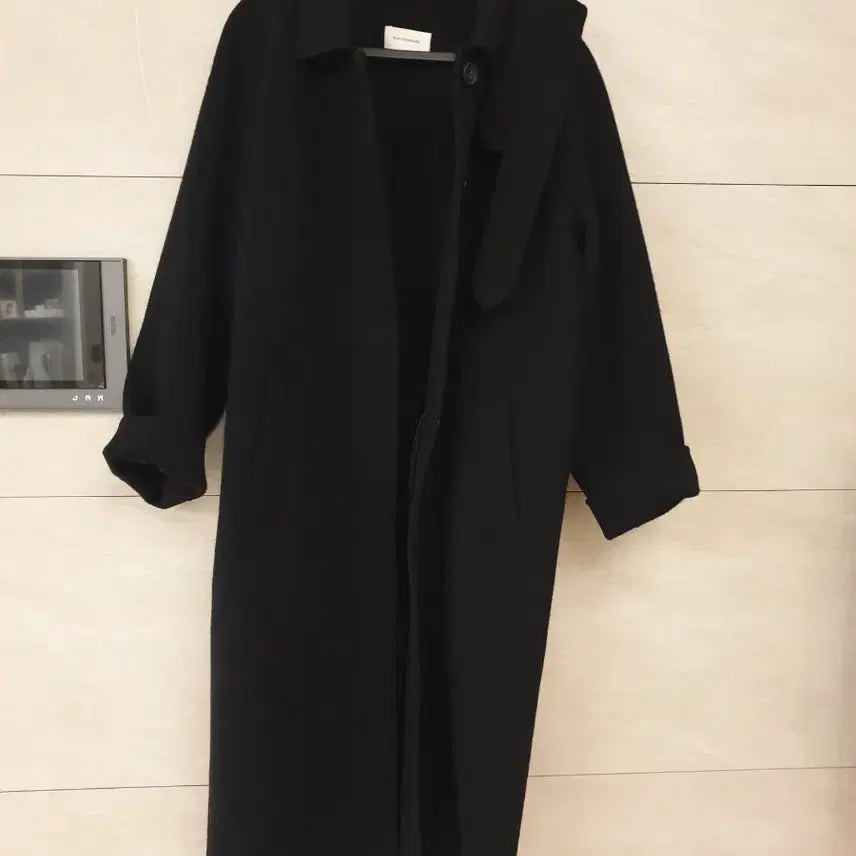 [BUNJANG] BAS STANDARD Black Balmacaan Cashmere Coat / BAS STANDARD 블랙 발마칸 캐시미어 코트(벨트있음)