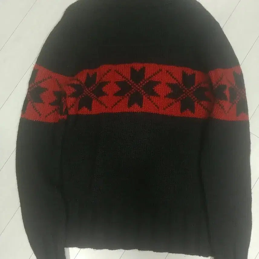 [BUNJANG] Polo Ralph Lauren Black/Red Pattern Turtleneck Knit Sweater Size S / 폴로 블랙/레드 패턴 터틀넥 니트 s