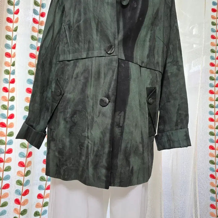 [BUNJANG] Pulip Natural Dye Short Trench Jacket / 천연염색 먹염 + 철매염 숏트렌치 자켓(새상품)