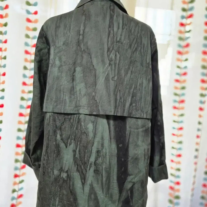 [BUNJANG] Pulip Natural Dye Short Trench Jacket / 천연염색 먹염 + 철매염 숏트렌치 자켓(새상품)