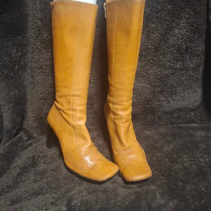 [BUNJANG] Diana Camel Leather Long Boots 235 / 일본브랜드 다이애나 카멜색 가죽 롱부츠 235
