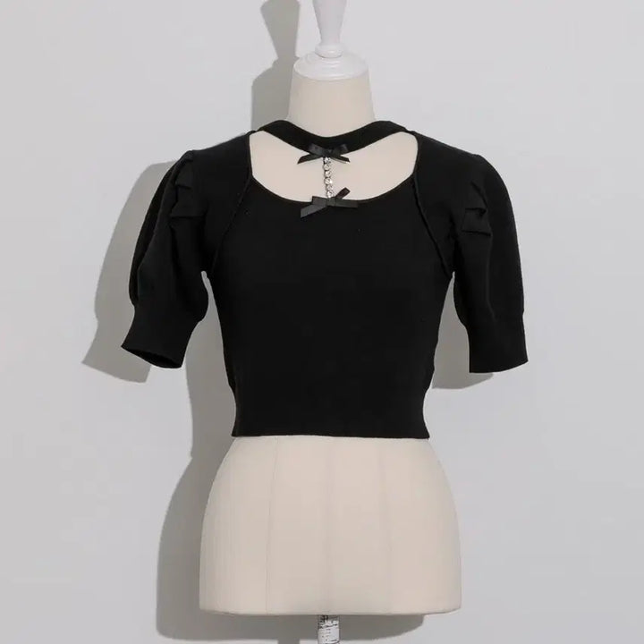 [SOLD OUT] 피움 비쥬초커케이프니트반팔/양지뢰양산형지뢰계미셸에블린리즈리사마즈로지타