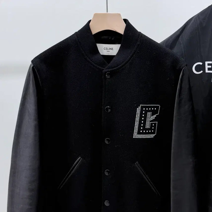 [BUNJANG] Celine C Logo Wool Teddy Varsity Jacket Black / [S+급/48] 셀린느 C로고 울 테디 바시티 자켓 블랙