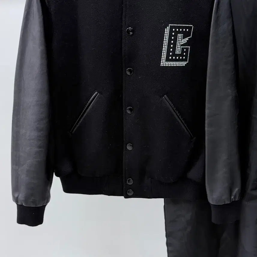 [BUNJANG] Celine C Logo Wool Teddy Varsity Jacket Black / [S+급/48] 셀린느 C로고 울 테디 바시티 자켓 블랙