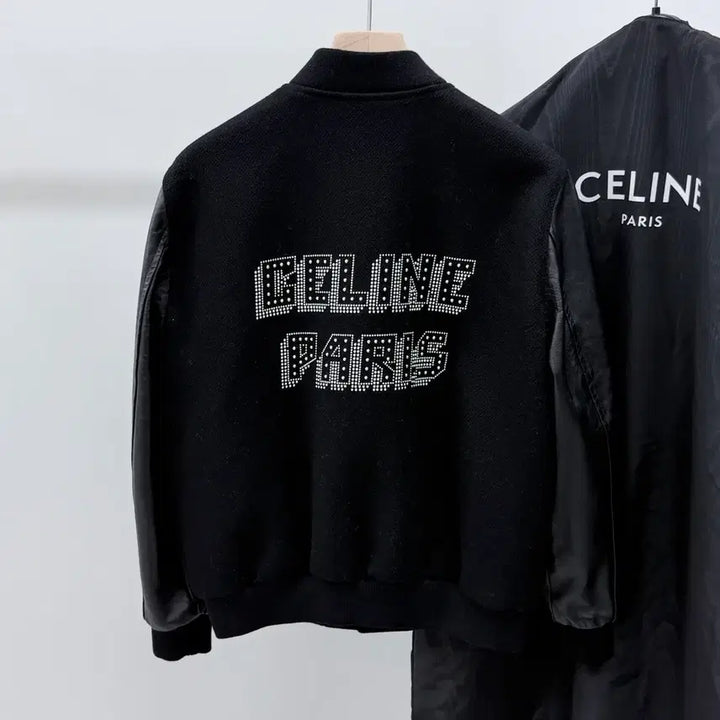 [BUNJANG] Celine C Logo Wool Teddy Varsity Jacket Black / [S+급/48] 셀린느 C로고 울 테디 바시티 자켓 블랙