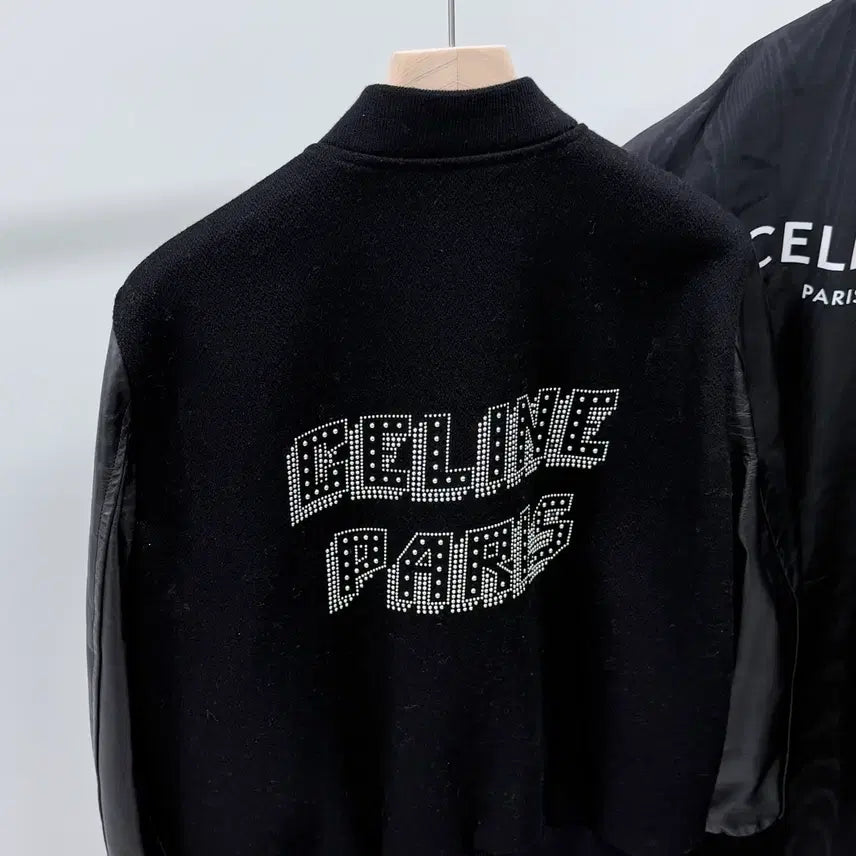 [BUNJANG] Celine C Logo Wool Teddy Varsity Jacket Black / [S+급/48] 셀린느 C로고 울 테디 바시티 자켓 블랙