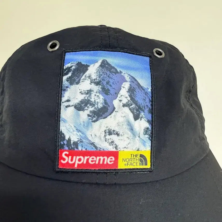 [BUNJANG] The North Face Supreme Snow Mountain 6 Panel Cap Black / 노스페이스 슈프림 설산 6패널 캡모자 검정