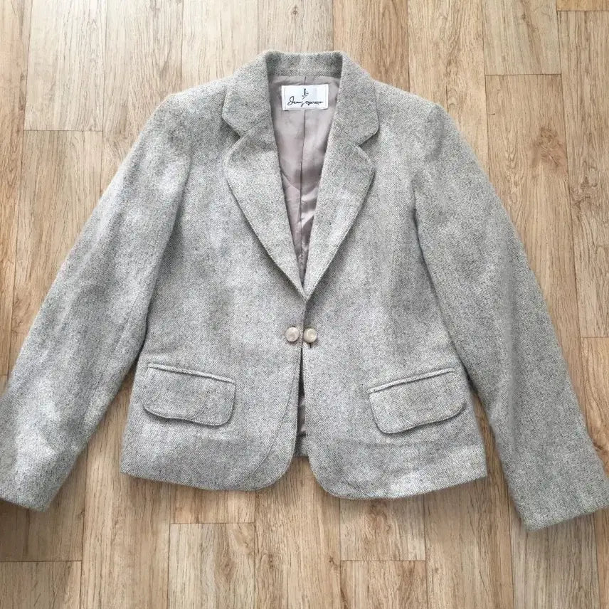 [BUNJANG] Jenny Garcon Gray Angora Jacket Skirt Set / Jenny Garcon 회색 앙고라 자켓 스커트 세트 셋업 일본빈티지