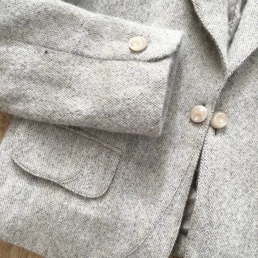 [BUNJANG] Jenny Garcon Gray Angora Jacket Skirt Set / Jenny Garcon 회색 앙고라 자켓 스커트 세트 셋업 일본빈티지