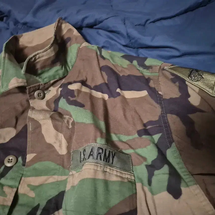 [BUNJANG] US Military Woodland Camo Top 110 Size / 미군 우드랜드 상의 110 사이즈 패치 세팅