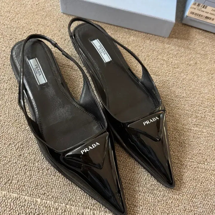 [BUNJANG] Prada Slingback Black Patent Leather 37.5 / 프라다 슬링백 블랙 유광 37.5