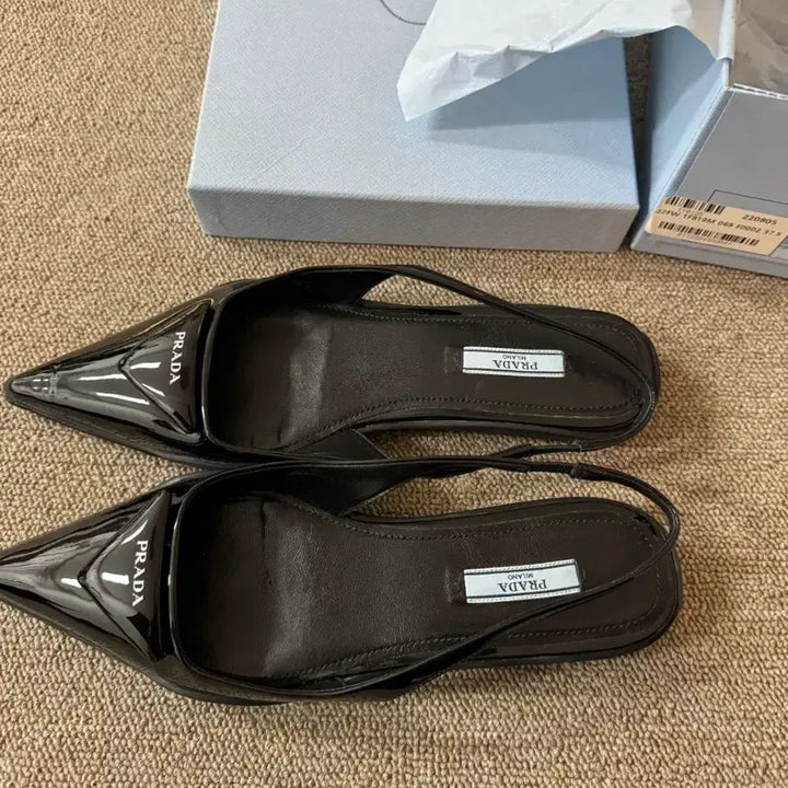 [BUNJANG] Prada Slingback Black Patent Leather 37.5 / 프라다 슬링백 블랙 유광 37.5