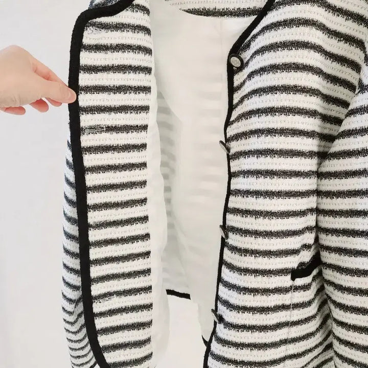 [BUNJANG] Oversized Tweed Jacket / 오버사이즈 트위드 자켓 / 스트라이프 가디건 봄 가을 간절기 얇고 가벼운