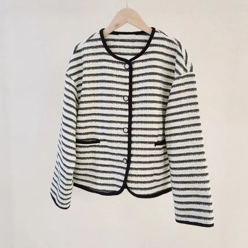 [BUNJANG] Oversized Tweed Jacket / 오버사이즈 트위드 자켓 / 스트라이프 가디건 봄 가을 간절기 얇고 가벼운