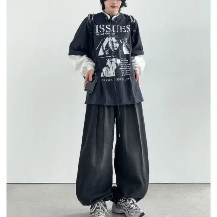 [BUNJANG] Your-Ness Boombap String Balloon Denim (Black) / 유어너스 붐뱁 스트링 벌룬 데님 (black)