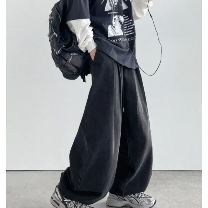 [BUNJANG] Your-Ness Boombap String Balloon Denim (Black) / 유어너스 붐뱁 스트링 벌룬 데님 (black)