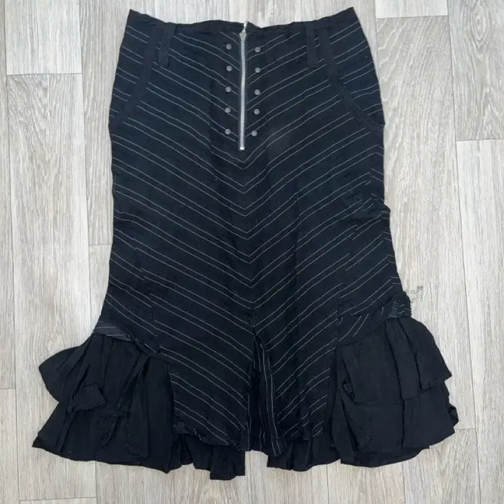 [BUNJANG] Vintage Low-Rise Frill Midi Skirt / 빈티지 로우라이즈 프릴 미디스커트