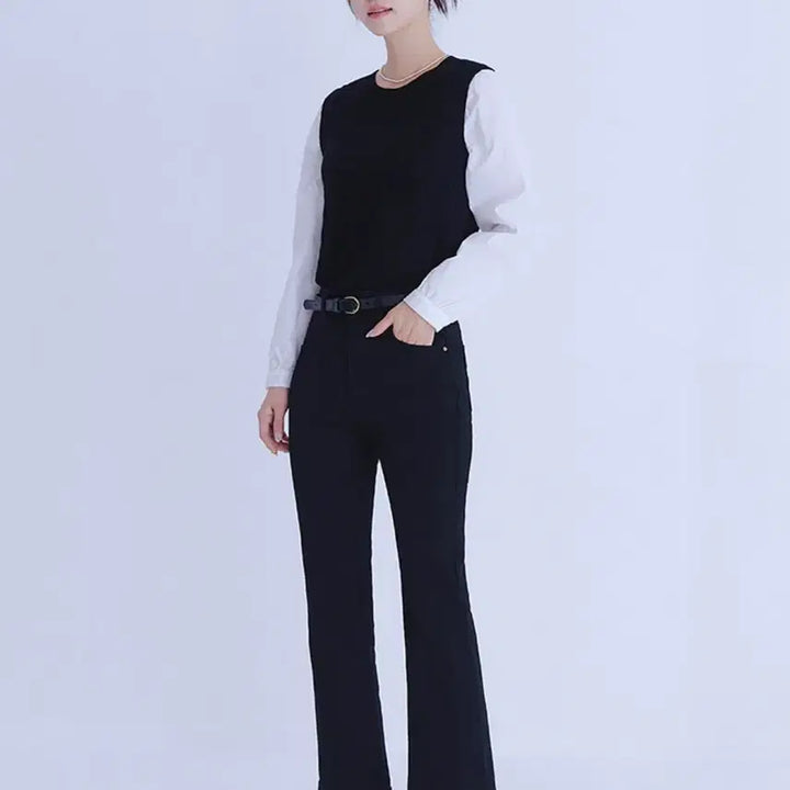 [BUNJANG] ROM Woven Matching Vest Pullover / 로엠 우븐매칭 조끼 풀오버