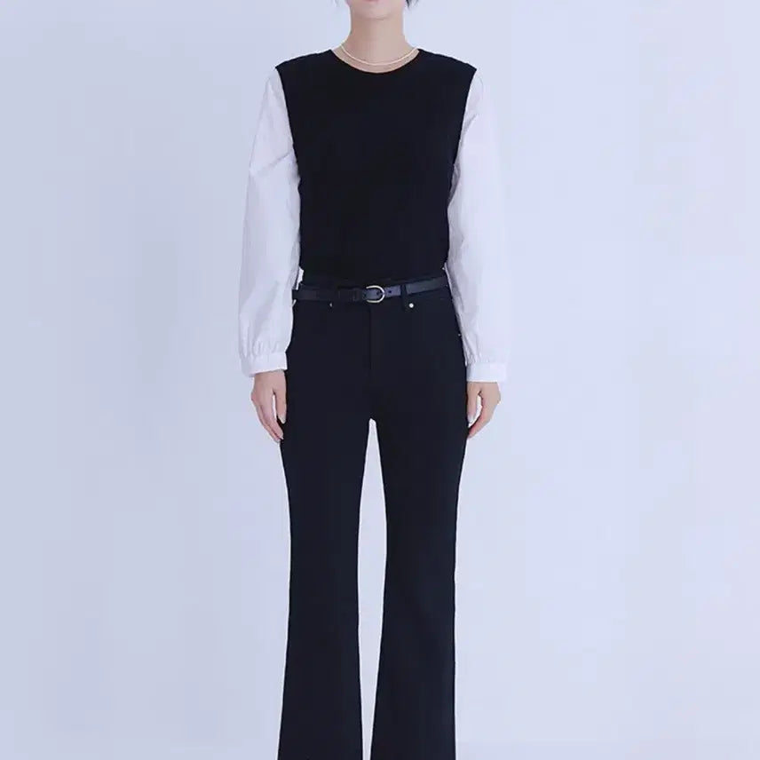 [BUNJANG] ROM Woven Matching Vest Pullover / 로엠 우븐매칭 조끼 풀오버