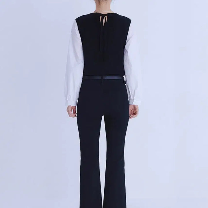 [BUNJANG] ROM Woven Matching Vest Pullover / 로엠 우븐매칭 조끼 풀오버