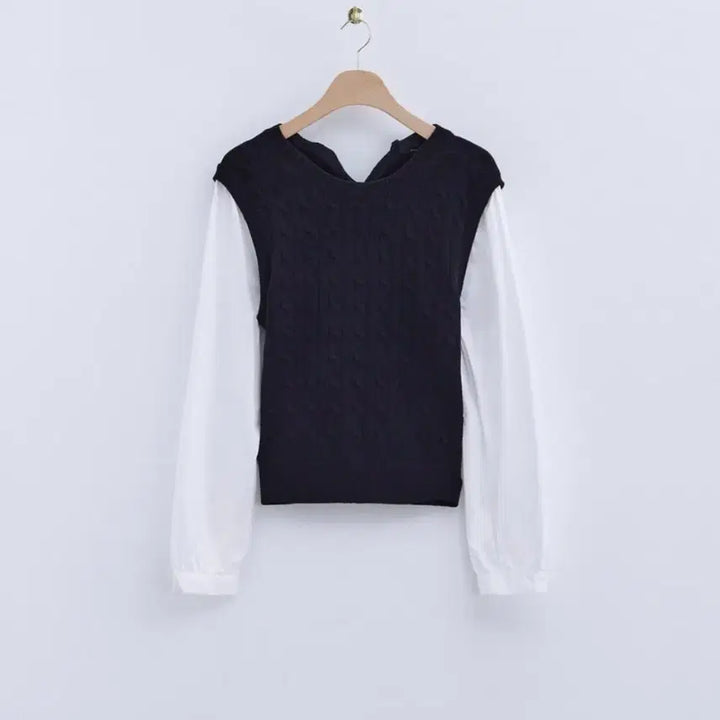 [BUNJANG] ROM Woven Matching Vest Pullover / 로엠 우븐매칭 조끼 풀오버