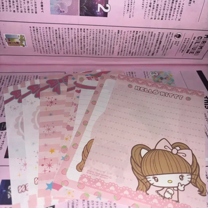 [BUNJANG] Sanrio Hello Kitty Tsuji Nozomi Kitty Memo Split Set Letter Paper Vintage / 산리오 헬로키티 츠지 노조미 키티 메모 분철 편지지 고전 빈티지 츠지키티