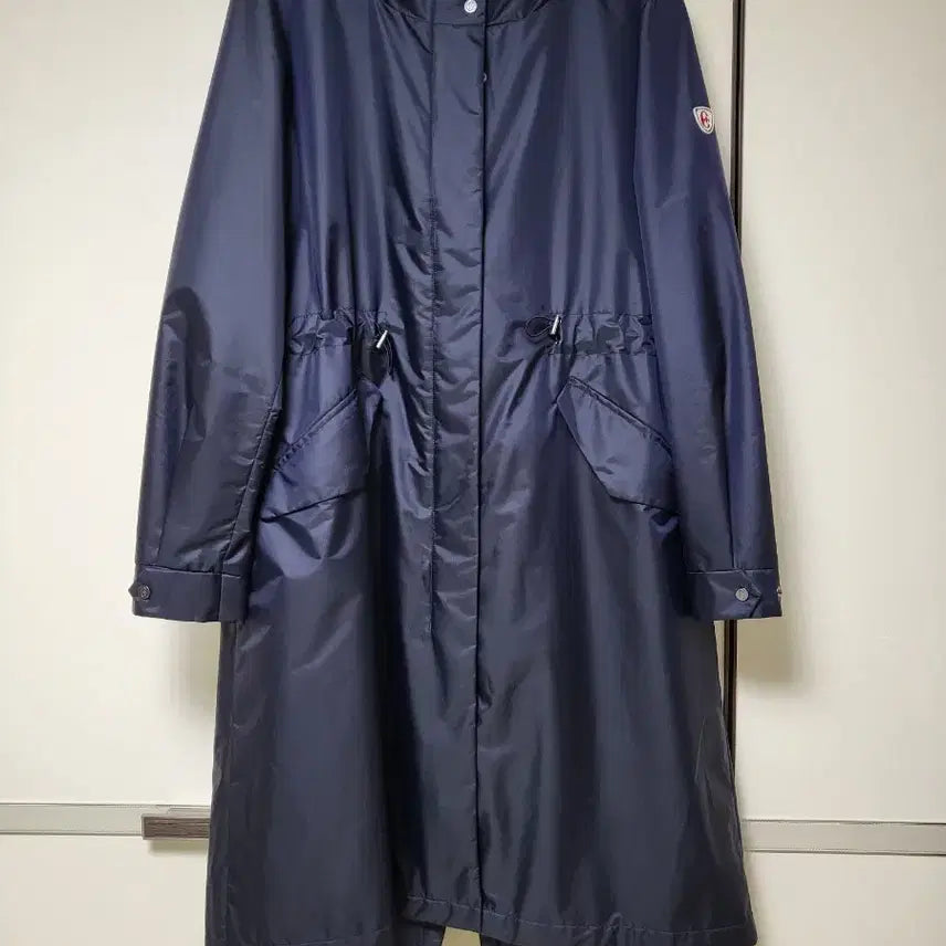 [BUNJANG] Navy Hooded Trench Coat with Adjustable Waist String / 바람막이 트렌치코트