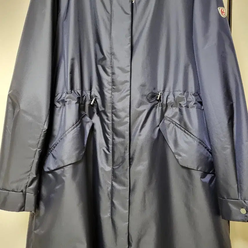 [BUNJANG] Navy Hooded Trench Coat with Adjustable Waist String / 바람막이 트렌치코트