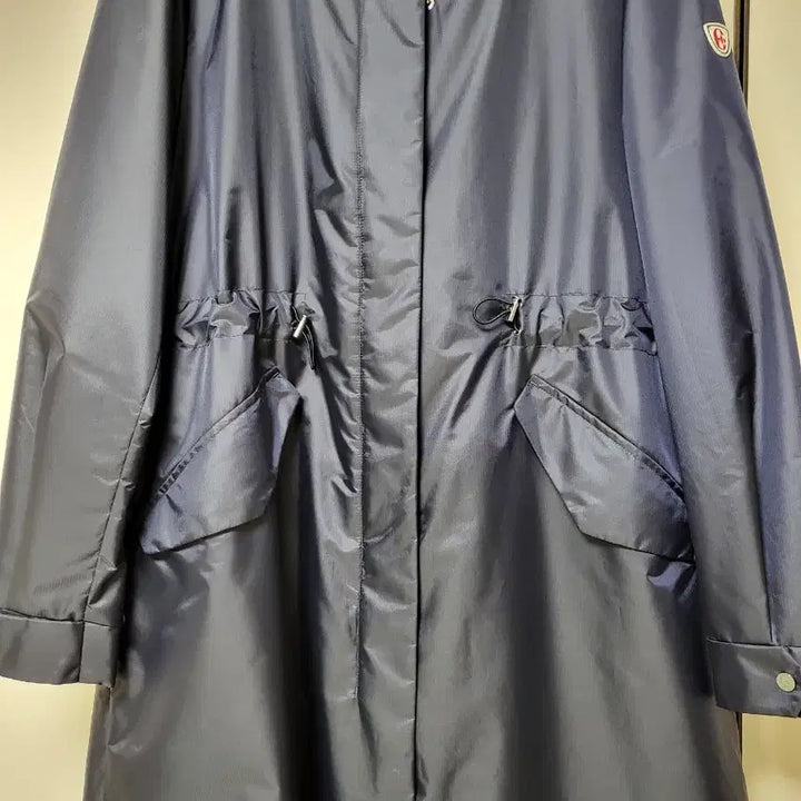 [BUNJANG] Navy Hooded Trench Coat with Adjustable Waist String / 바람막이 트렌치코트