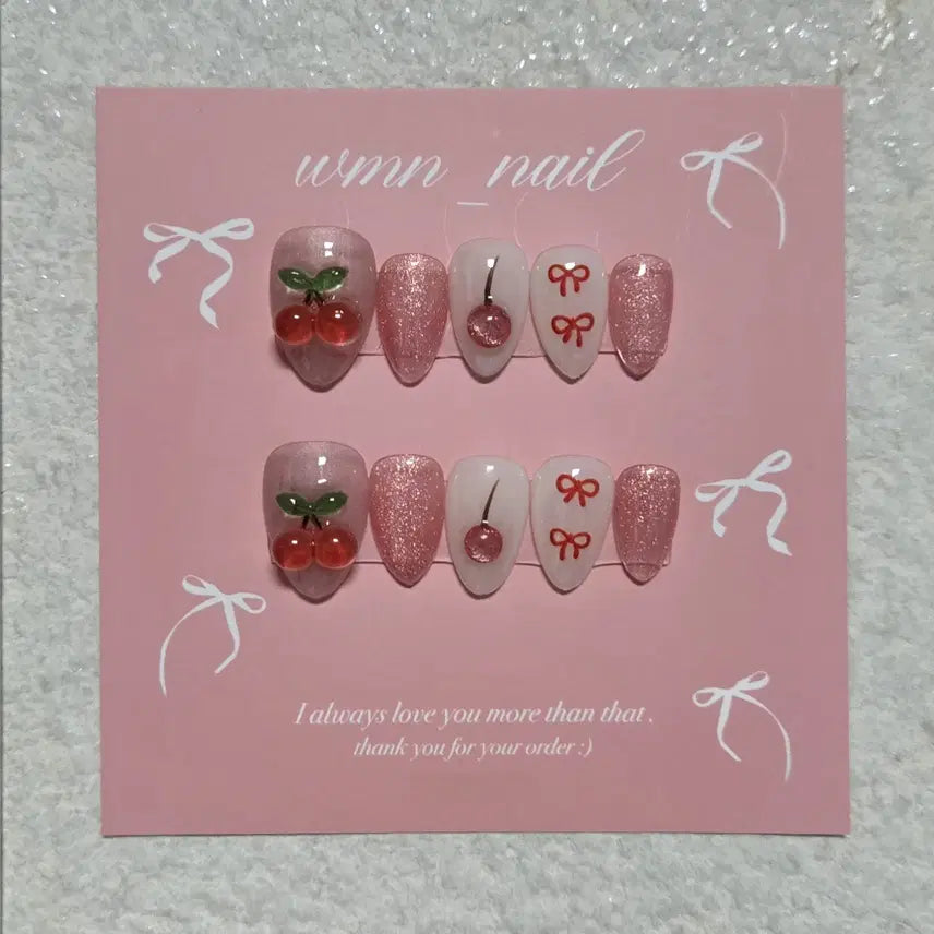 [BUNJANG] Handmade Cherry Magnetic Nail Tips / 앵두마그네틱 수제네일팁