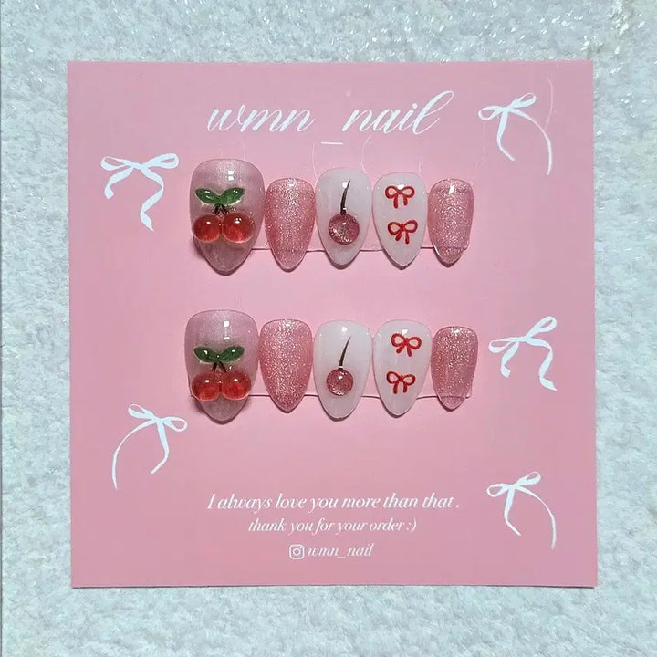 [BUNJANG] Handmade Cherry Magnetic Nail Tips / 앵두마그네틱 수제네일팁