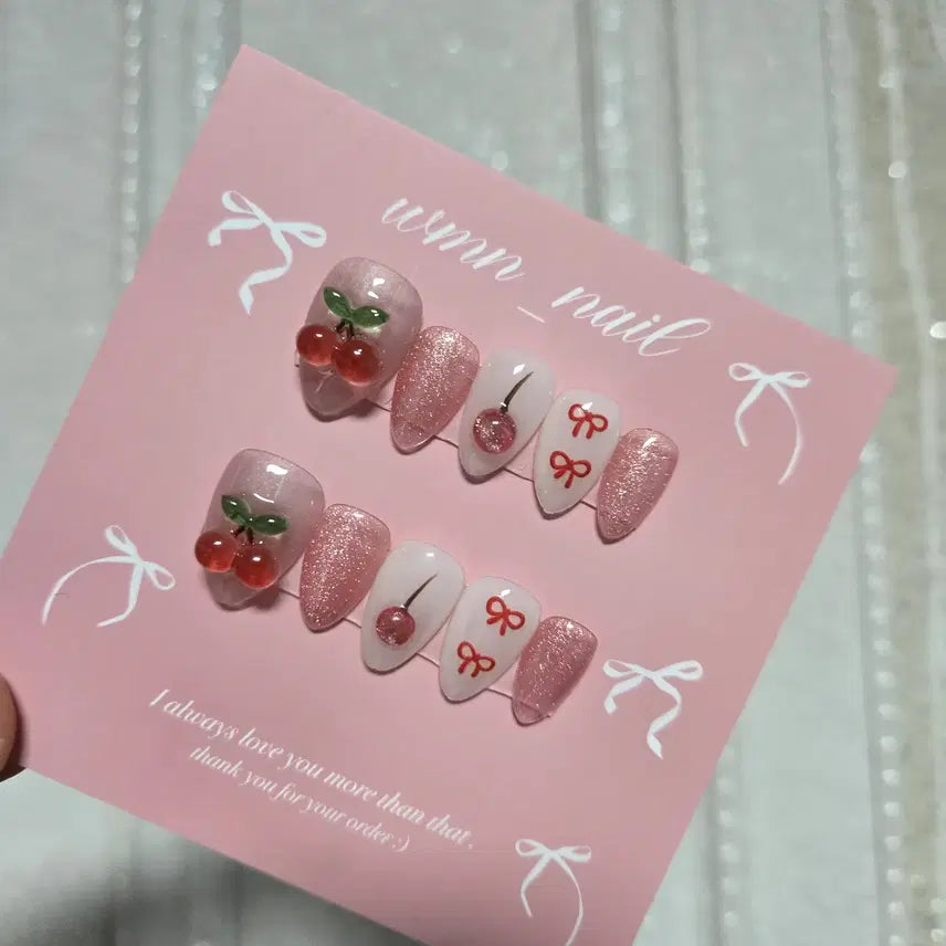 [BUNJANG] Handmade Cherry Magnetic Nail Tips / 앵두마그네틱 수제네일팁