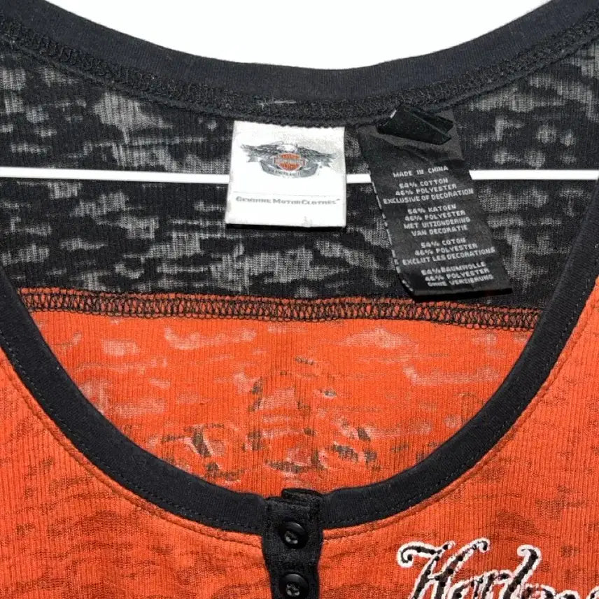 [BUNJANG] Vintage Harley-Davidson Henley Raglan T-shirt / 빈티지 할리데이비슨 레글런 헨리넥 티셔츠