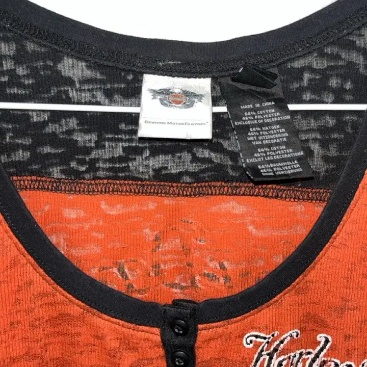 [BUNJANG] Vintage Harley-Davidson Henley Raglan T-shirt / 빈티지 할리데이비슨 레글런 헨리넥 티셔츠