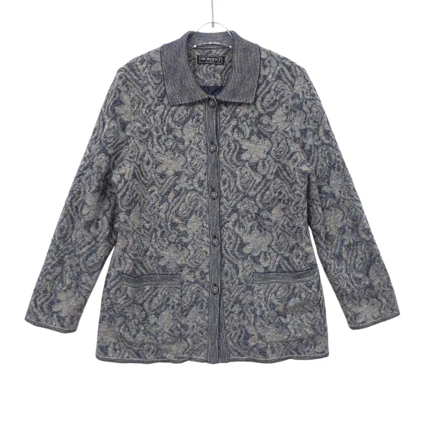 [BUNJANG] Patterned Wool Knit Cardigan Jacket (Size 55) / 모라도 여성 패턴 방풍 울 니트 가디건 자켓 55