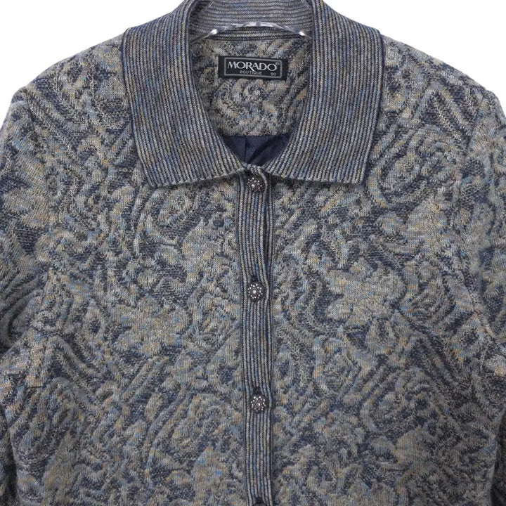 [BUNJANG] Patterned Wool Knit Cardigan Jacket (Size 55) / 모라도 여성 패턴 방풍 울 니트 가디건 자켓 55