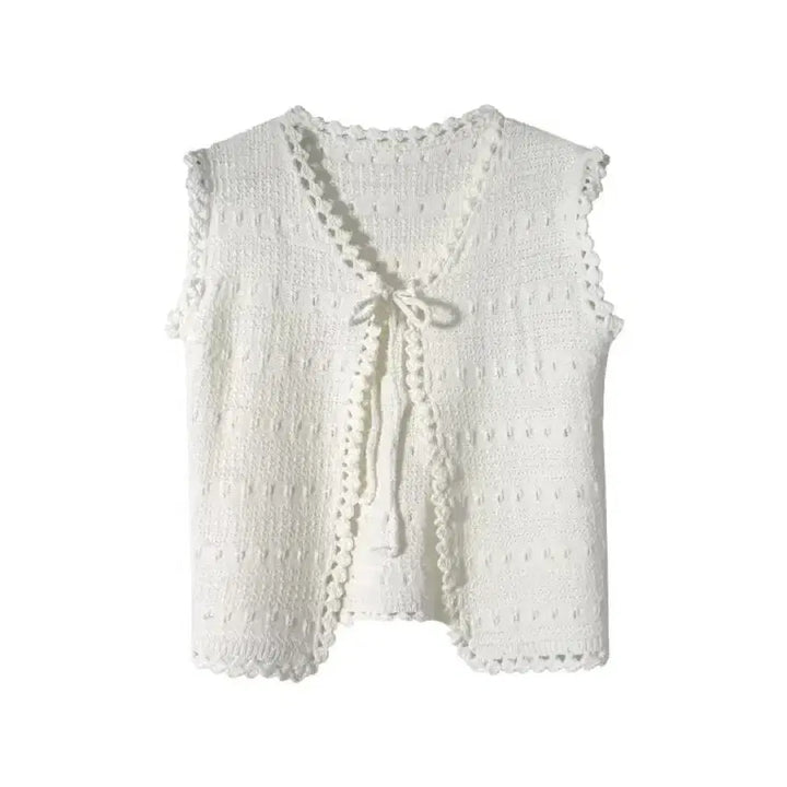 [BUNJANG] Kim Ah-Obb Lace Knit Vest Ivory / 김아홉 레이스 니트 조끼 아이보리
