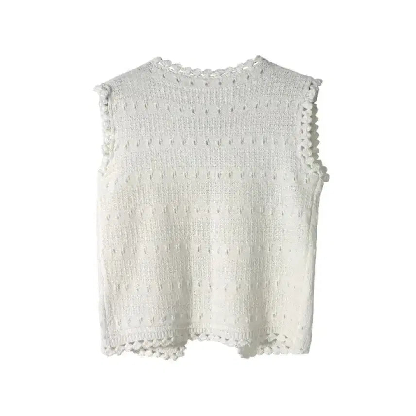 [BUNJANG] Kim Ah-Obb Lace Knit Vest Ivory / 김아홉 레이스 니트 조끼 아이보리