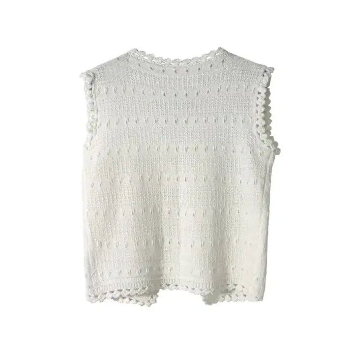 [BUNJANG] Kim Ah-Obb Lace Knit Vest Ivory / 김아홉 레이스 니트 조끼 아이보리