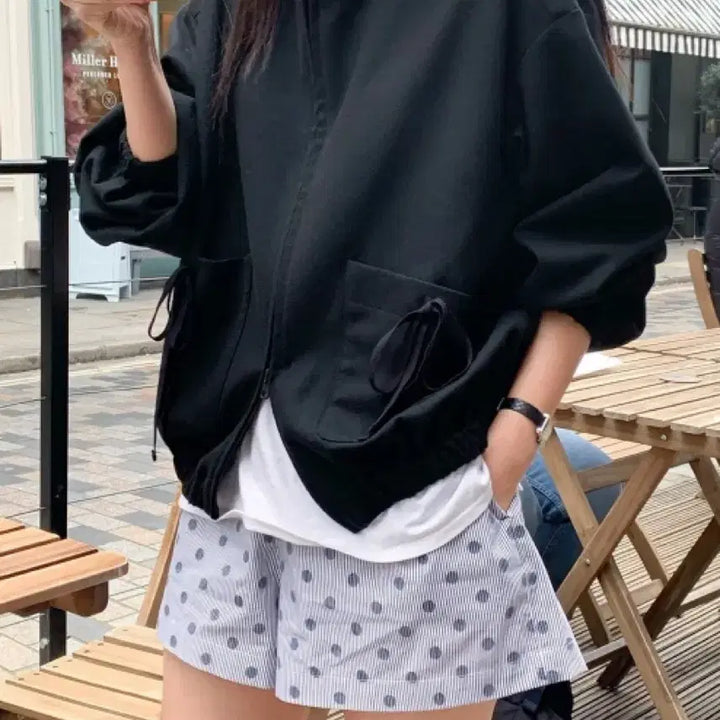 [BUNJANG] Haag Ribbon Blouson Jacket / 상태 좋음)헤이그 리본 블루종 블랙 Haag ribbon blouson