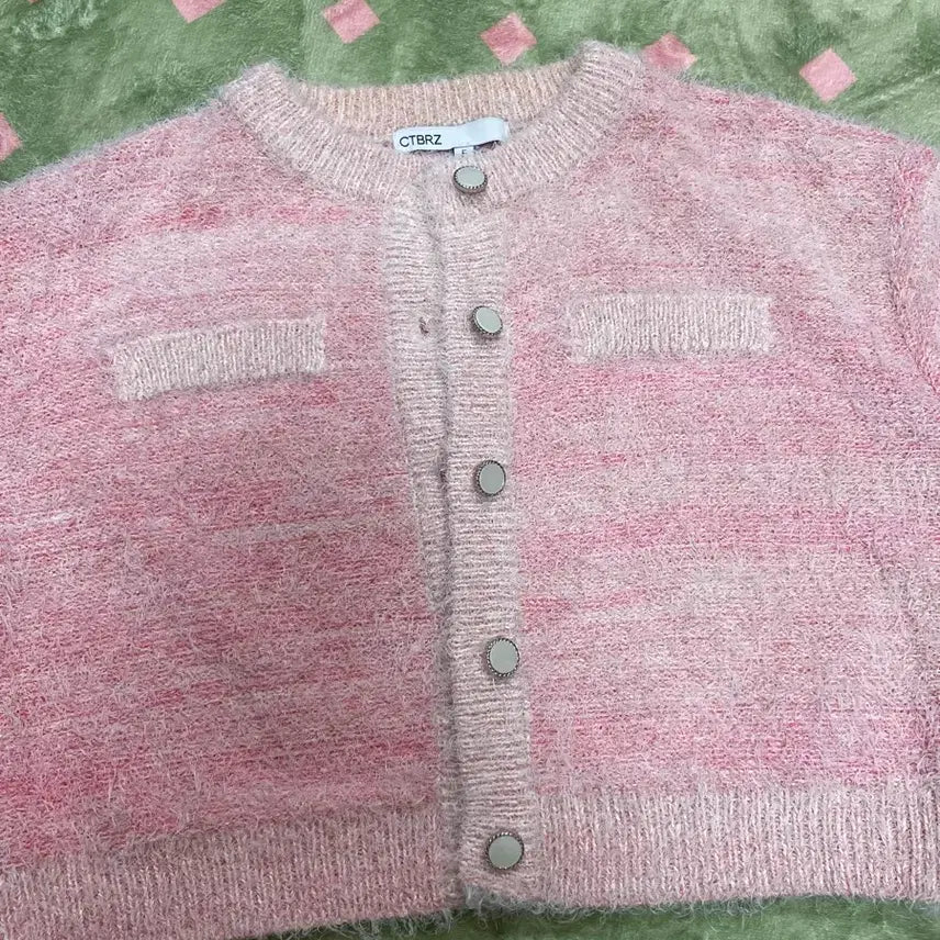 [BUNJANG] Citybreeze Tweed Crop Cardigan - Pink / 시티브리즈 트위드 크롭 가디건_핑크