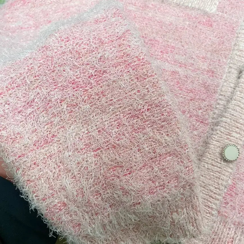 [BUNJANG] SITYBREEZE Tweed Crop Cardigan / 시티브리즈 트위드 크롭 가디건_핑크