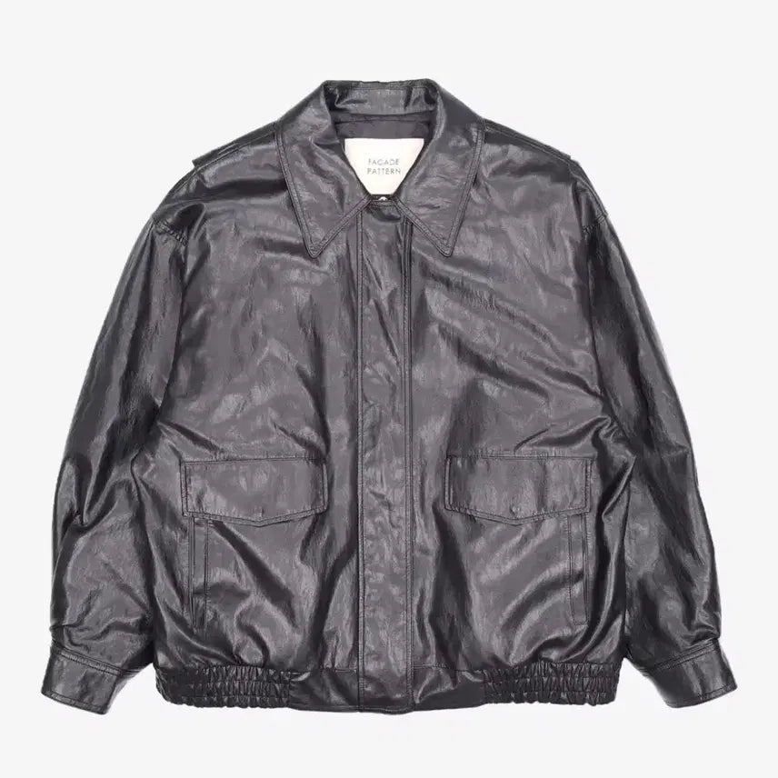 [BUNJANG] Unbranded Leather Blouson Jacket - M Size / 파사드패턴 가죽 블루종 m사이즈