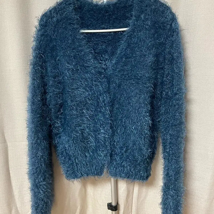 [BUNJANG] Blue Angora Knit Cardigan / 블루 앙고라 니트 가디건