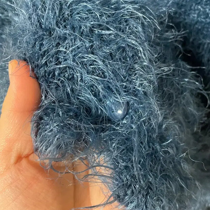 [BUNJANG] Blue Angora Knit Cardigan / 블루 앙고라 니트 가디건