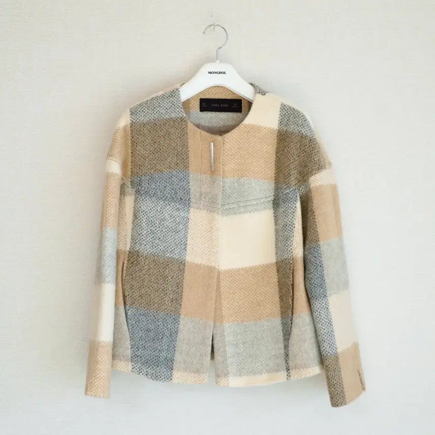 [BUNJANG] ZARA Check Pattern Textured Jacket / 자라 ZARA 버튼 체크 패턴 텍스처 자켓
