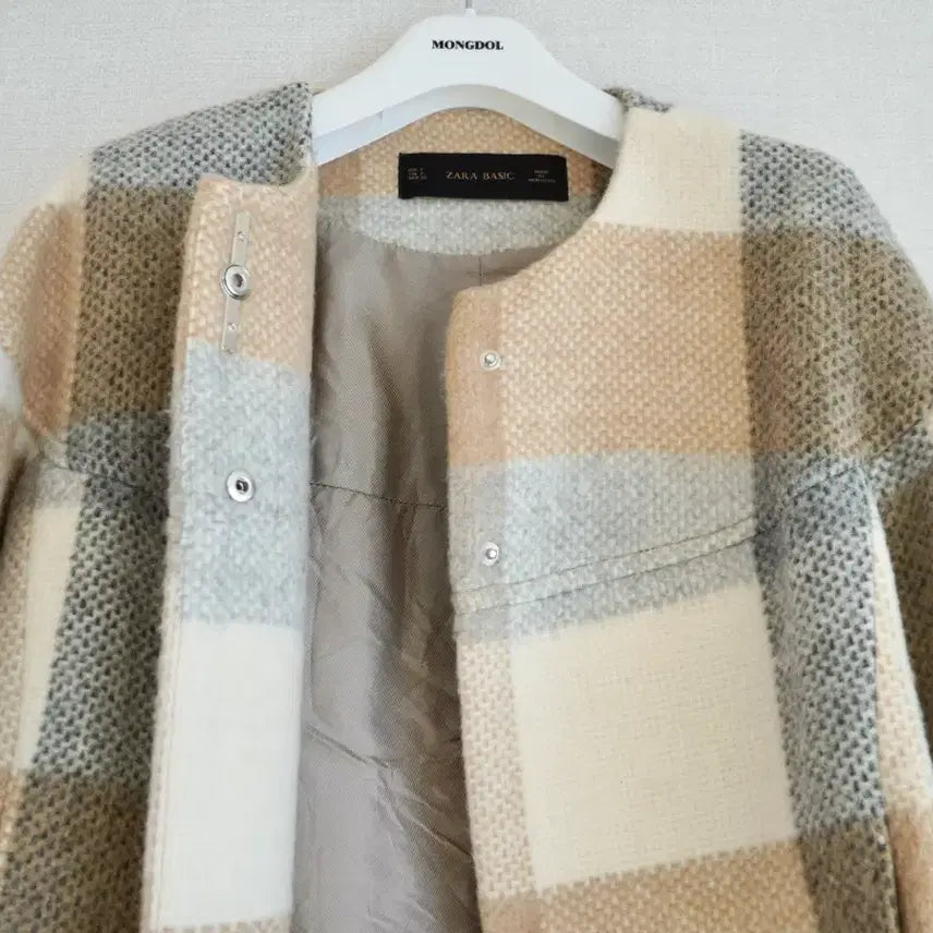 [BUNJANG] ZARA Check Pattern Textured Jacket / 자라 ZARA 버튼 체크 패턴 텍스처 자켓