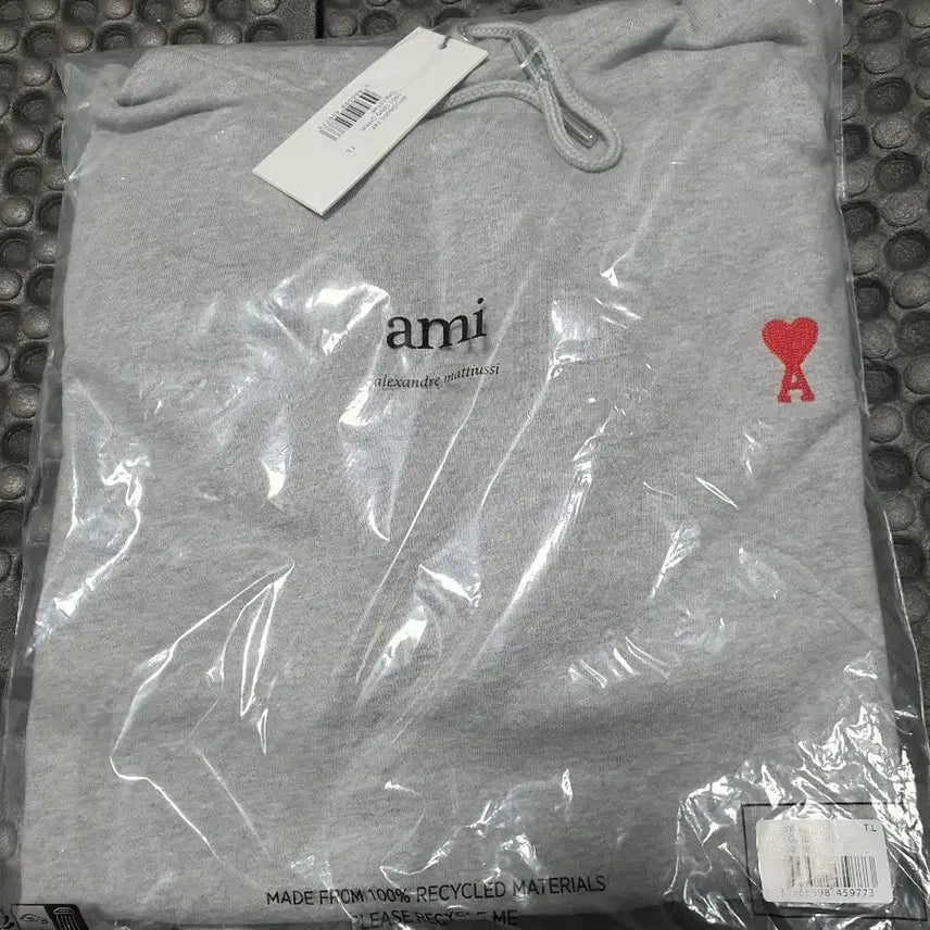 [BUNJANG] Ami Small Heart Logo Hoodie Gray L / 아미 스몰 하트 로고 후드티 그레이 새상품L