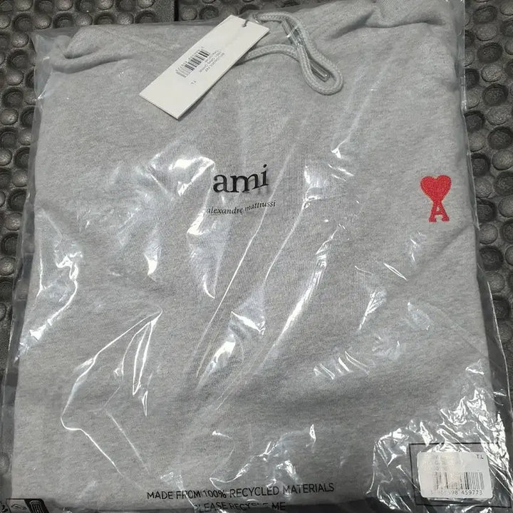 [BUNJANG] Ami Small Heart Logo Hoodie Gray L / 아미 스몰 하트 로고 후드티 그레이 새상품L