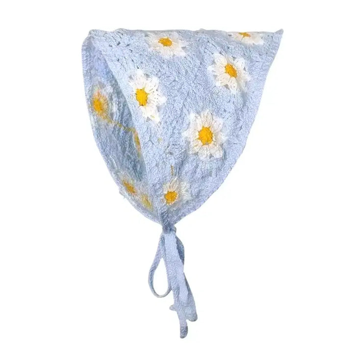 [BUNJANG] Kitsch Daisy Knit Headband / 하늘색, 연두색 두건 삼각니트머리띠 헤어밴드 꽃무늬 키치 머리장식 데이지